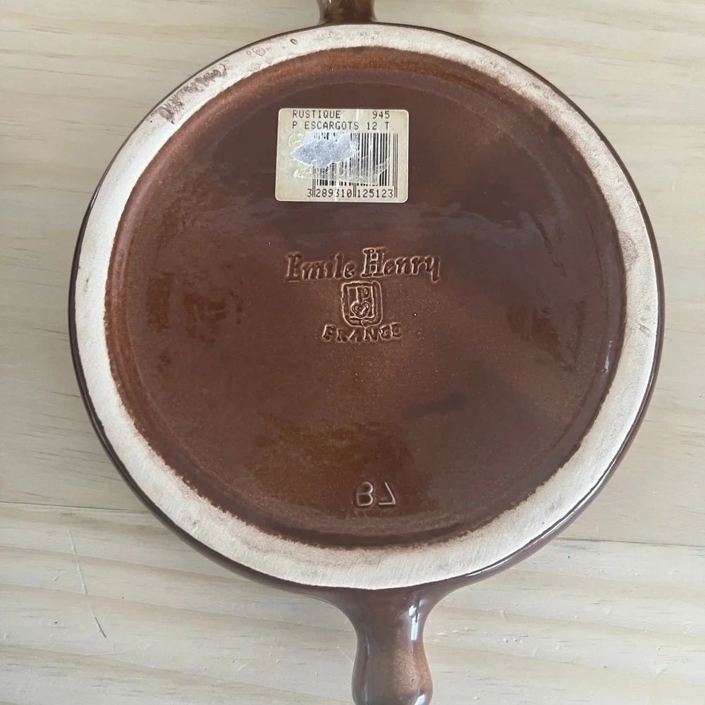 2 pieces Emile Henry escargots dish and oval baking dish.  Made in France.